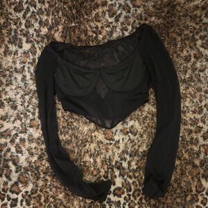Black Long Sleeve Crop Top